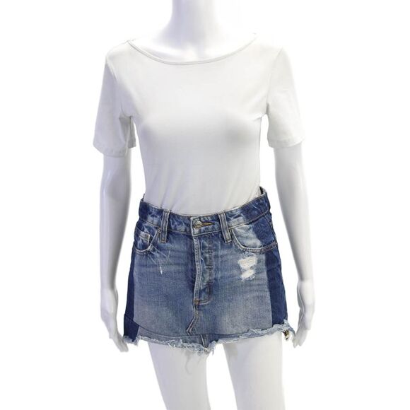Hidden Jeans Dresses & Skirts - Hidden Jeans Womens Denim Raw Hem Mini Skirt Blue Cotton Size Extra Small